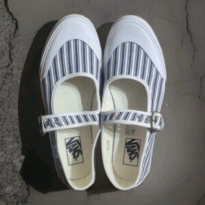 Vans Mary Jane Sneakers Shoes White and Blue Women's Size 9.5